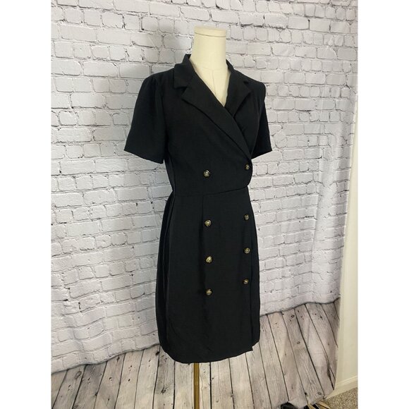 Monteau Black Double-Breasted Midi Dress - Picture 2 of 8